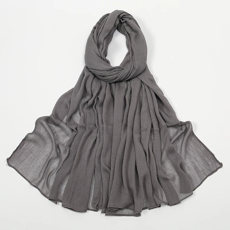 New Crinkle Rayon Hijab For Women Muslim Scarf Long Shawls Solid Islamic Turban Headband Heascarf Wraps Ramandan Headband