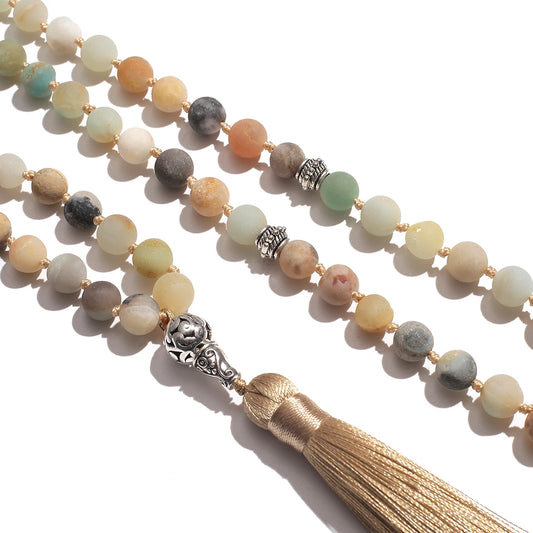 Tasbih Prayer 99 Prayer Beads Islamic Rosary 8mm Amazonite Knotted Necklace Bracelet Muslim Jewelry