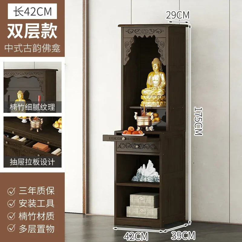 G1   Buddhist shrine stand cabinet, God of Wealth cabinet, household Buddha statue, Guan Gong Bodhisattva worship altar cabinet
