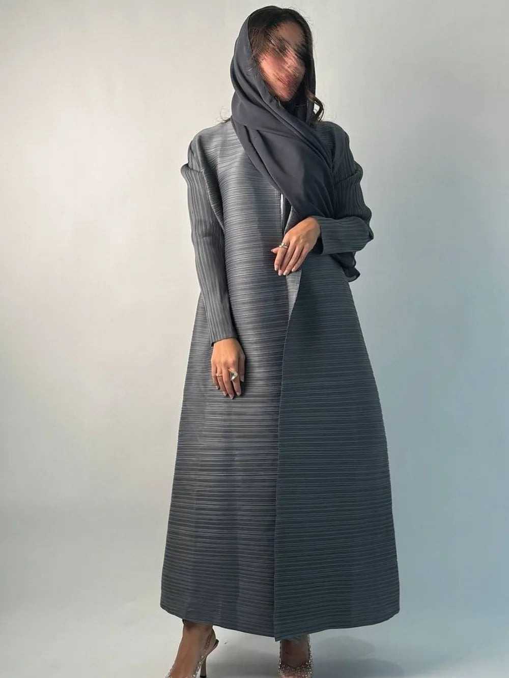 Muslim Pleated Abaya Stretch Open Dress Dress Women Eid Maxi Caftan Cardigan Robe Print Dubai Kaftan Islam Vestidos Jalabiya