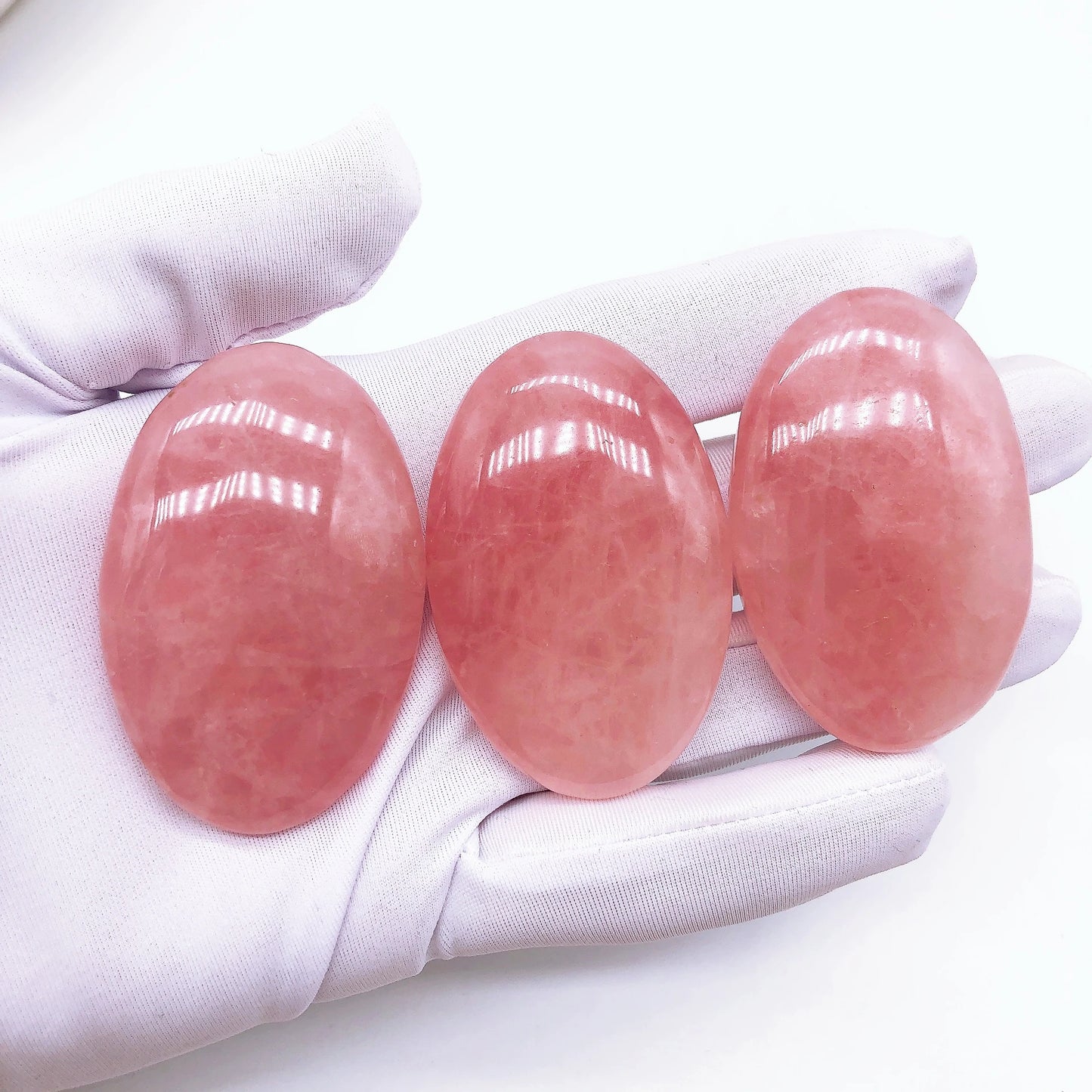 53MM Natural Rose Quartz Palm Hot Compress Massage Crystal Pink Stone Reiki Healing Eliminating Fatigue Home Decoration Gift
