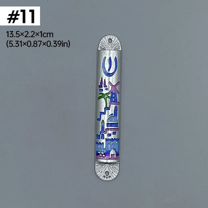 Jewish Mezuzah Case Cover Home Blessing Door Ornaments Delicate Enamel Flowers Embellished Crafts Jewish Traditional Holy Gifts