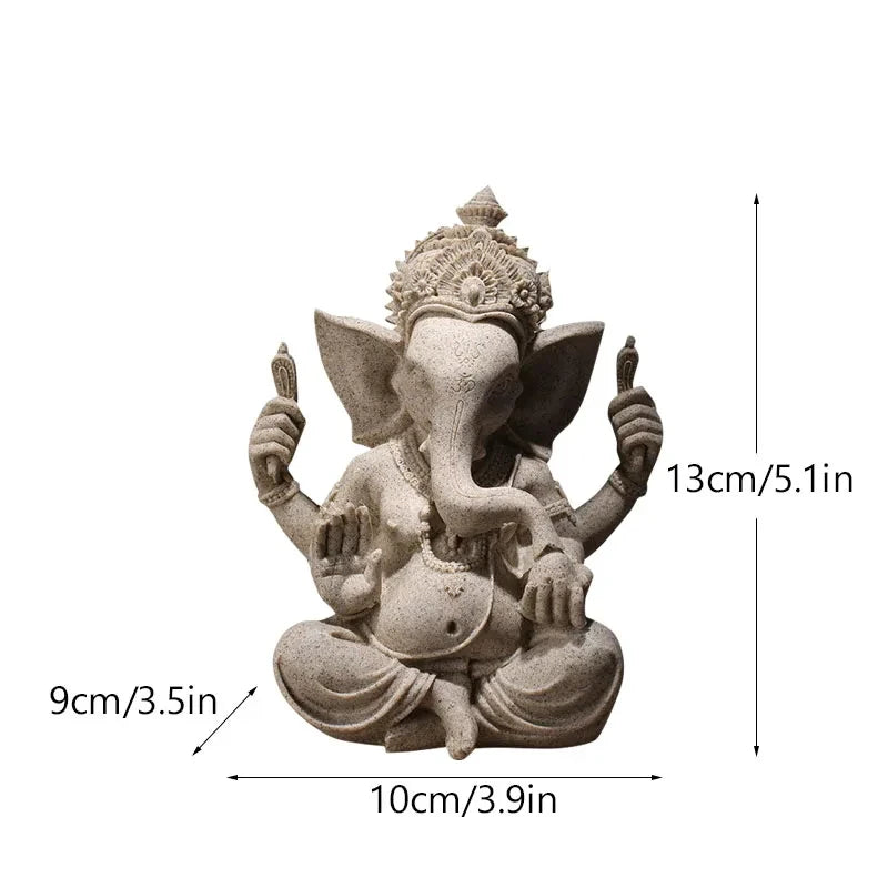 Vilead Sandstone Indian Ganesha Elephant God Statue Religious Hindu Fengshui Buddha Sculpture Shop Office Home Decoration Crafts