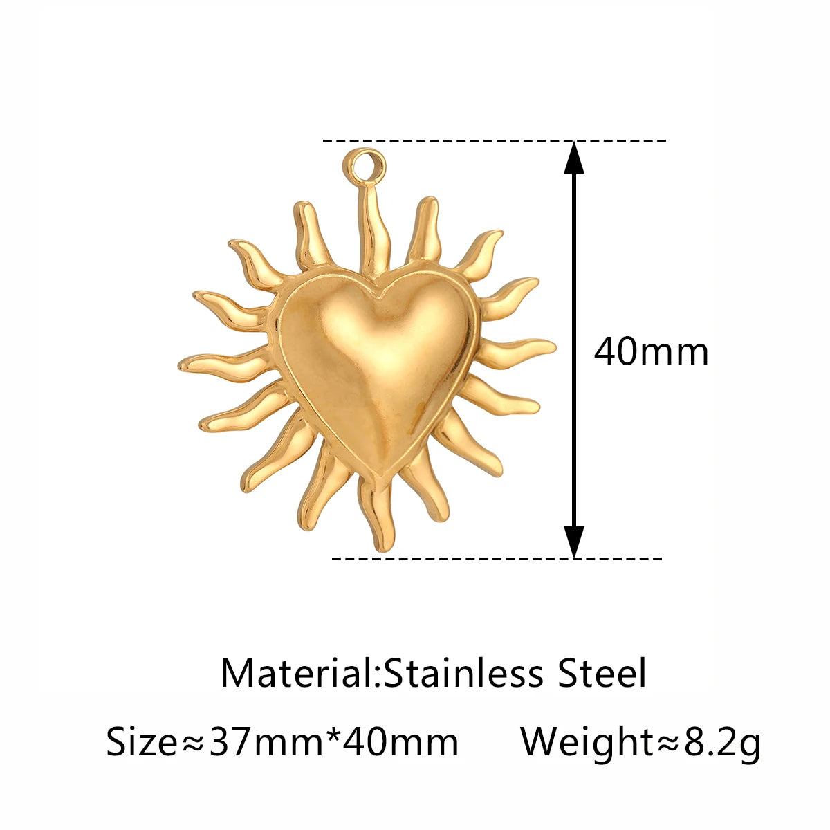 3Pcs Large Casting Vortex Face Sun Charms Stainless Steel Heart Celestial Pendants Fashion Jewelry Making DIY Bracelets Necklace