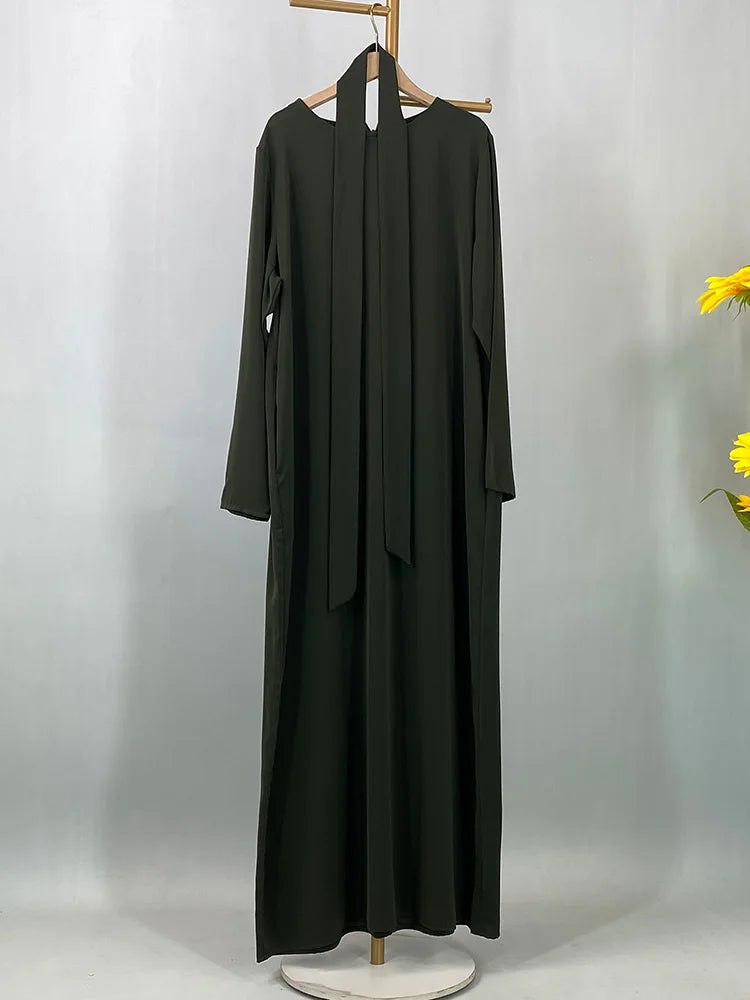 Hot Selle Muslim Woman Abaya With Pockets Islamic Casual And Simple Long Dresses Moroccan Caftan Woman Dubai Abaya Ramadan Black