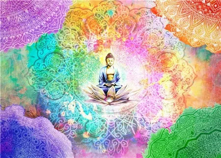 Indian Buddha Statue Meditation Chakra Mandala Print Art Canvas Poster for Living Room Decoration Home Wall Decor Picture