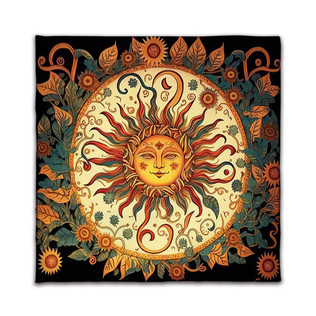 Floral And Sun Tarot Card Tablecloth Altar Cloth Flower Life Spread Tarot Reading Cloth Spiritual Oracle Card Pad