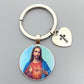 Jesus Sacred Heart Keychain Virgin Mary Glass Dome Key chain Catholic Men's and Women's Jewelry Gifts