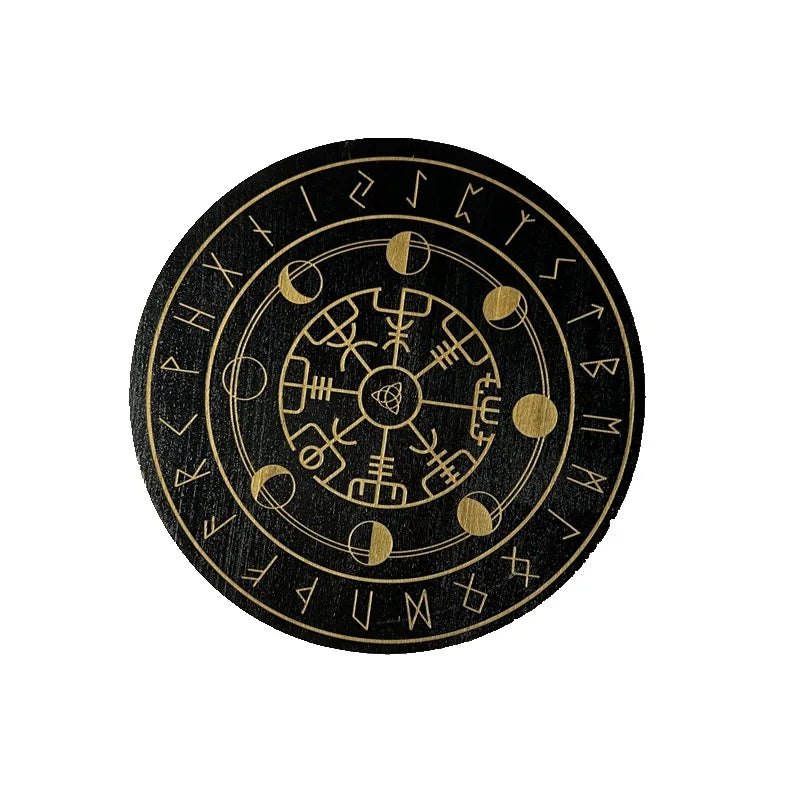 Muy Bien 1PC Wooden Pendulum Board for Divination Meditation Metaphysical Altar Coaster Crystal Base Mat Signs for Home Decor