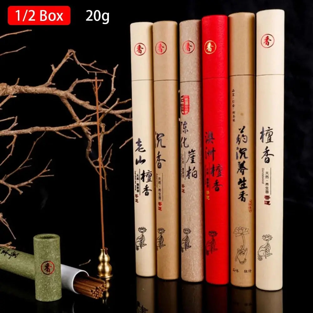 1/2Box Sandalwood Mugwort Scent Incense Stick Tranquilize Mind Home Office Bedroom Refreshing Scent 20g/Box Natural