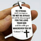 1pc Cross Christian Gifts Inspirational Bible Verse Keychain, Be Strong And Courageous Pendant,  Religious Jewelry For Birthday