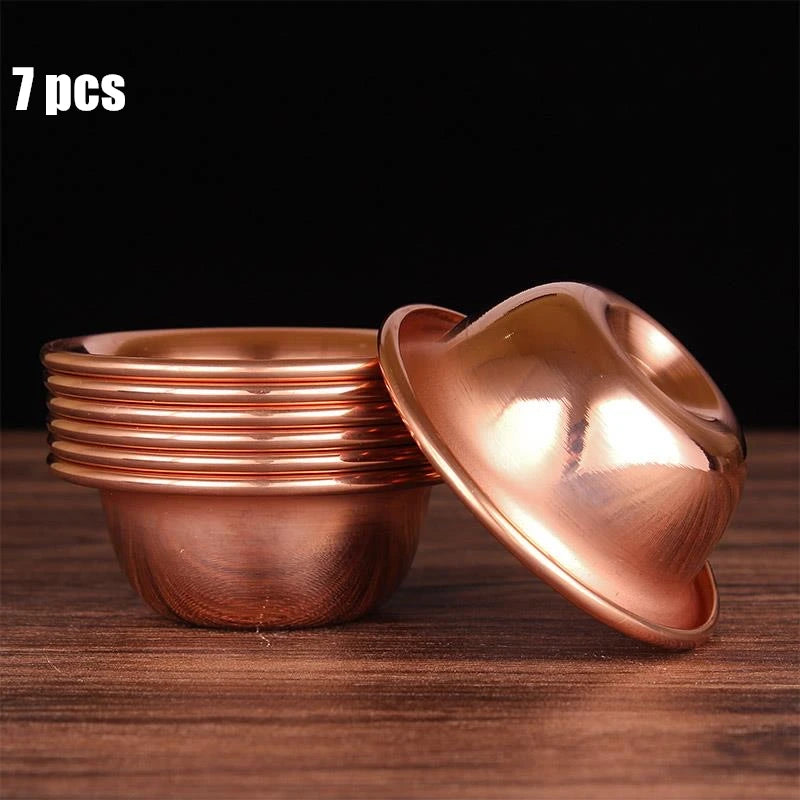 7pcs Pure Copper Tribute Bowl Brass Auspicious Luster Tibetan Bowl 11cm  Holy Water Cup Buddhist Saucer Home's Gift Decorative