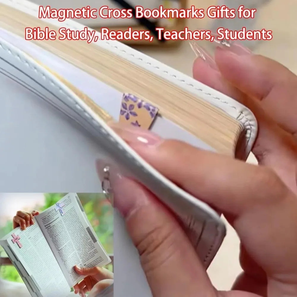 12/16/24PCS Plastic Bible Magnetic Bookmarks Double-Sided Cross Shape Page Marking Bookmark Durable Construction