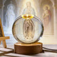 Illuminated Jesus and Virgin Mary Crystal Ball Set with Cross for Devotion rosarios catolicos  jesus christ