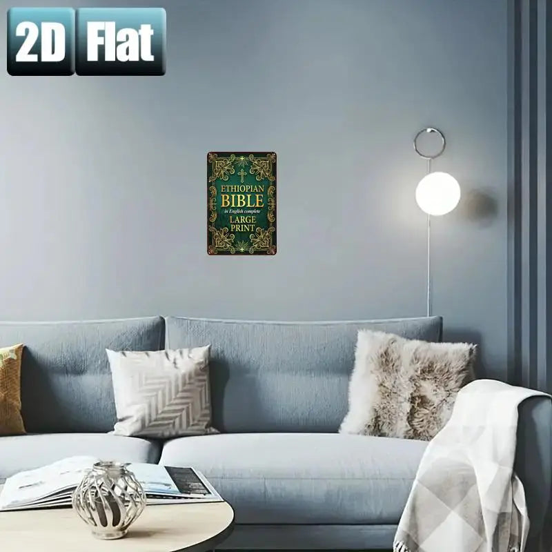 2D Flat, 1pc Large Print Ethiopian Bible in English - Complete Bible Book Suitable for, Church, Office Decor, Retro Metal  Sign