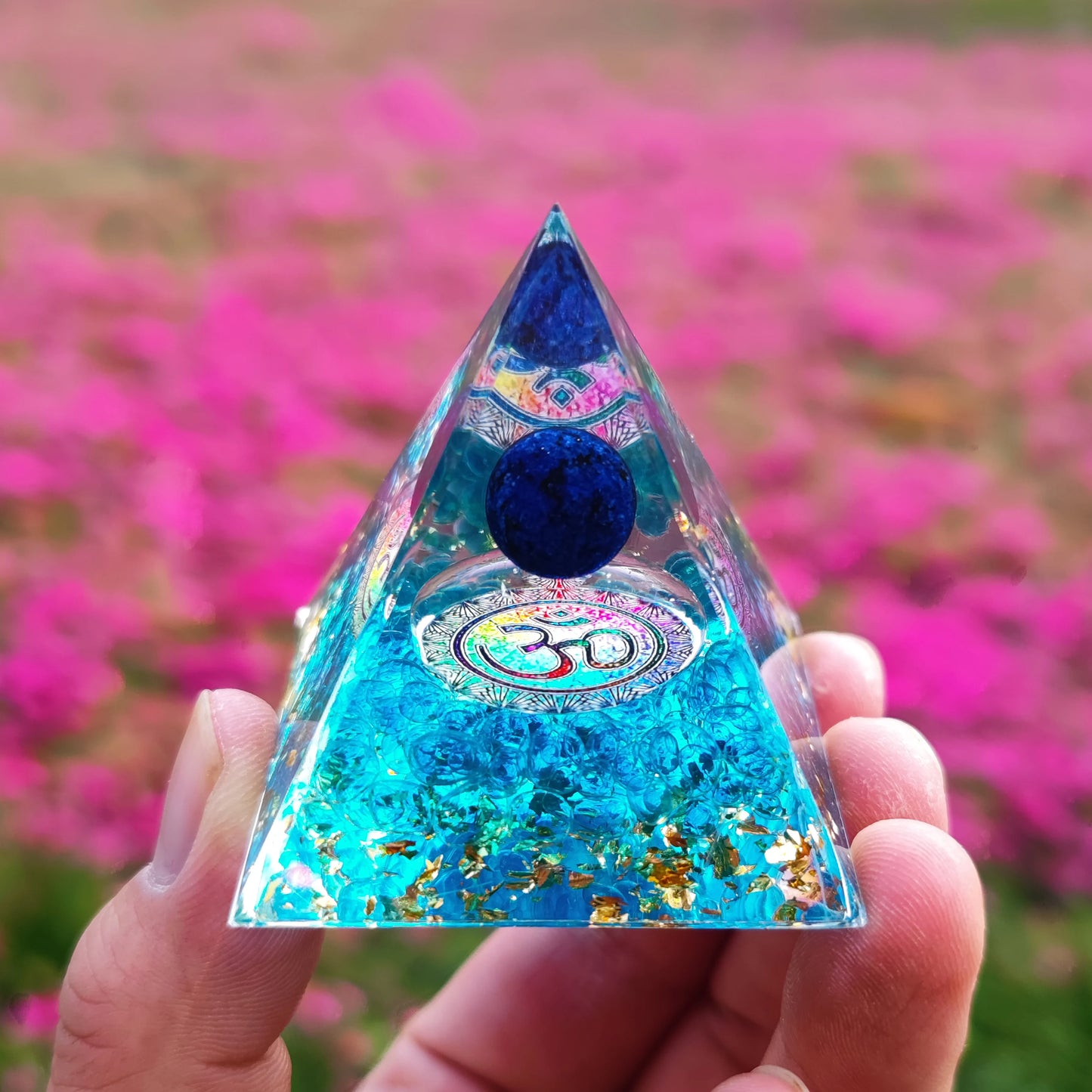 Energy Pyramid Orgonite Reiki Natural Amethyst Ball Healing Crystals Chakra Tool Ornaments Resin Stones Craft Kids Gift Pyramid