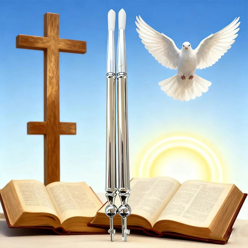Gold Silver Plated Orthodox Liturgical Brush with Cross Top for Church Chrism Anointing Religious Devotion Christian Gift