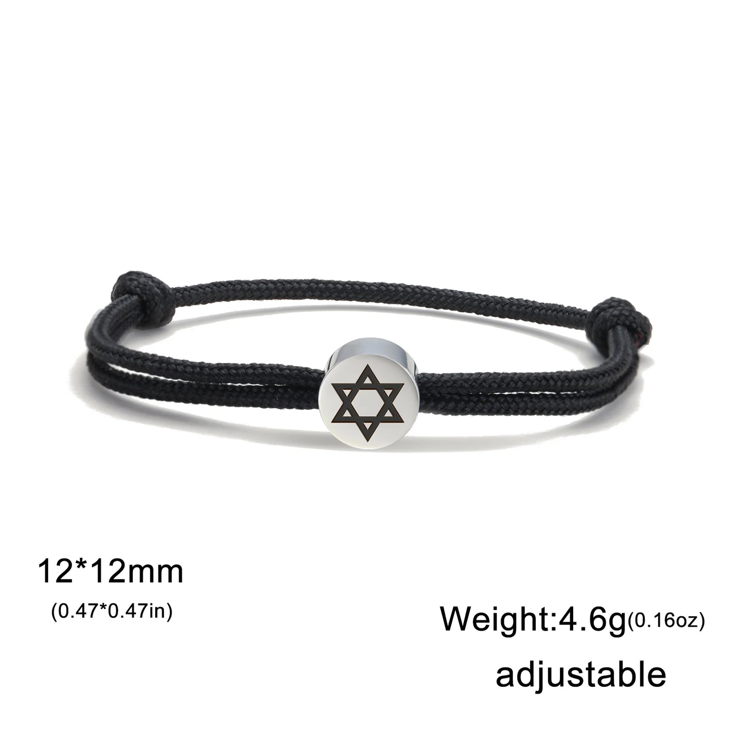 Skyrim Stainless Steel Star of David Round Charm Bracelet Men Women Red Black Rope Bracelets Hexagram Jewish Jewelry Wholesale