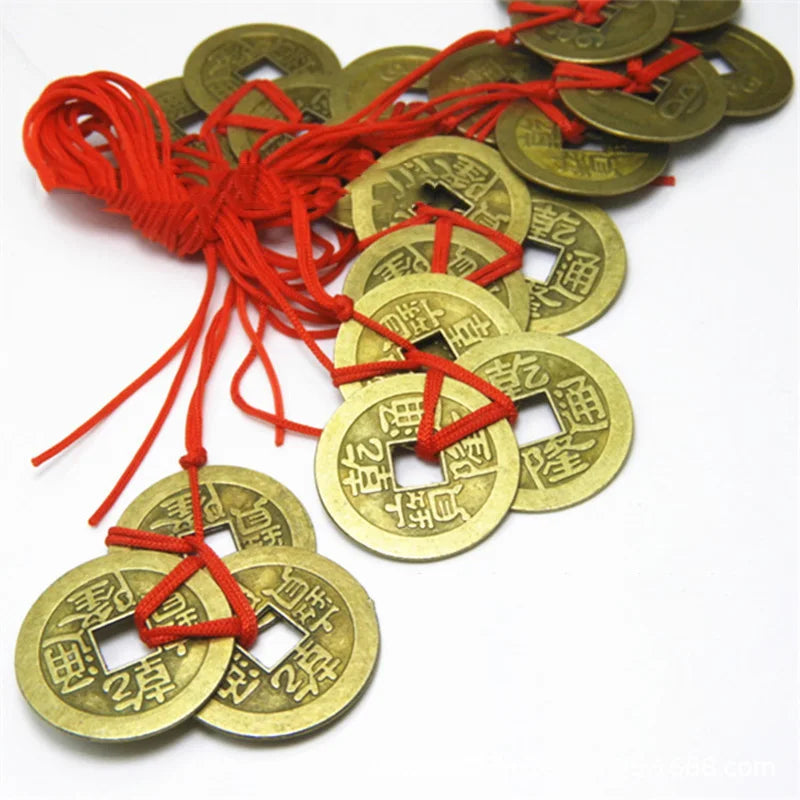 2 Sets Of 3 Chinese Feng Shui Coins For Wealth And Success Lucky Oriental Emperor Qing Money Antique Pendant Best Wishes Gifts
