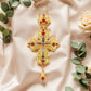 HTISOK Orthodox Cross Pendant Jesus Pendant Zinc Alloy Cross Necklace Gift for Priests with Gift Box Baptism Worship Blessing