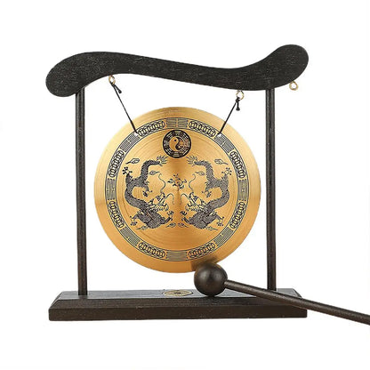 Feng Shui Gong Chinese Feng Shui Zen Gong Bell With Stand And Mallet Dragon With Taiji Symbols Desktop Retro Chime Table Gong