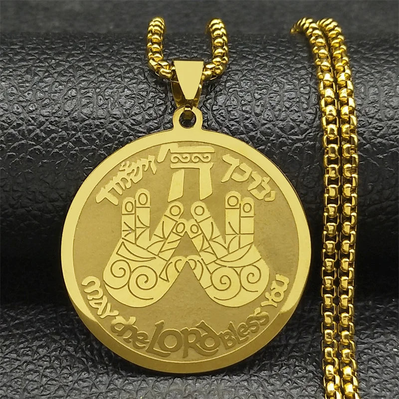 Jewish Bible Stainless Steel Hexagram Chain Necklace Women/Men 72 Names Of The God Moses Necklaces Mezuzah Jewelry collier N227