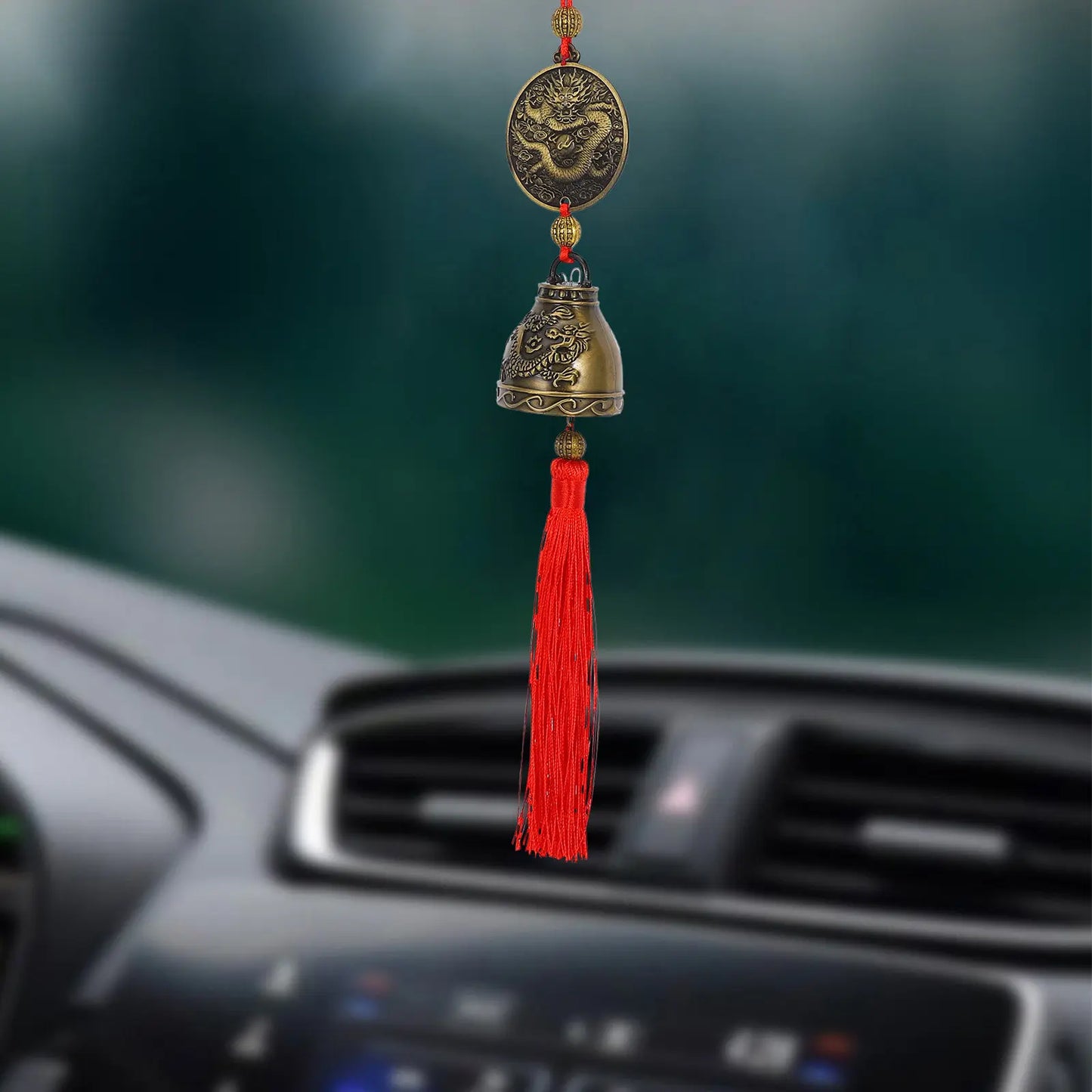 Chinese Knot Copper Wind Chime Car Pendant Traditional Feng Shui Hanging Bell Good Luck Decoration for Wealth Harmony