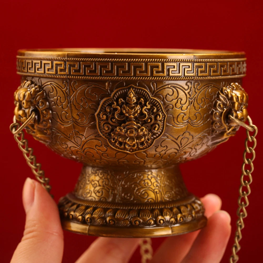 Small Tibetan galsang flower hanging incense burner, Alloy eight-auspicious spice powder incense burner, Home aroma ornaments