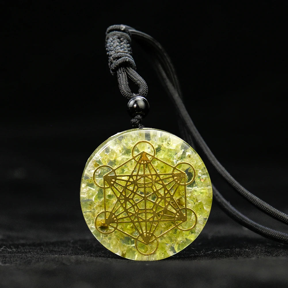 Orgonite Metatron Cube Pendant Necklace Om Energy Healing Crystal Sacred Geometry Chakra Necklace Yoga Meditation Jewelry Gifts