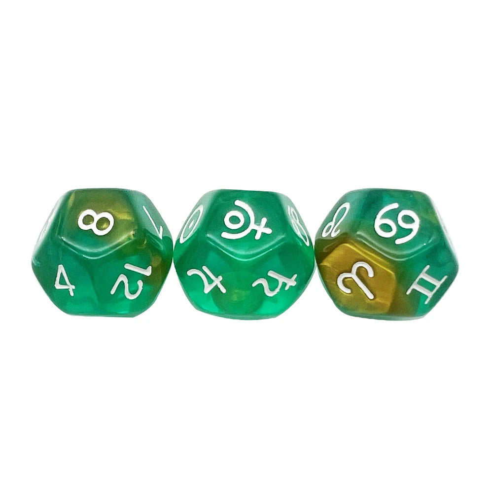 3Pcs Astrology Dice D8 D12 Tarot Dice Polyhedral Pearl Pattern Dice for Divination Astrology Tarot Cards Accessory