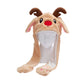 Plush Christmas Hat Interactive Game Windproof Elk Christmas Dress Up Doll Hat Cute Cartoon Santa Hat Ears Move Party Headdress