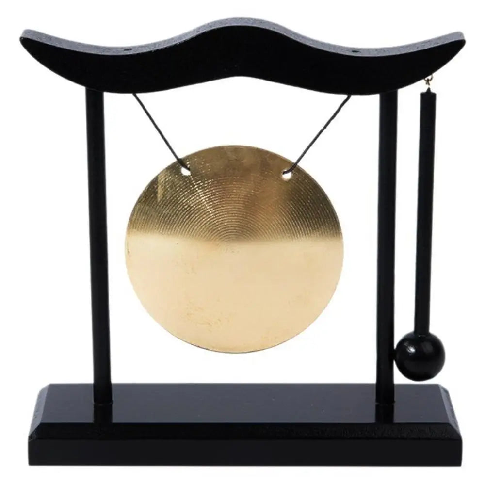 Retro Relaxation Desktop Gong Fortune Creative Copper Bell High Volume Wood Frame Feng Shui Metal Cymbals House Warming