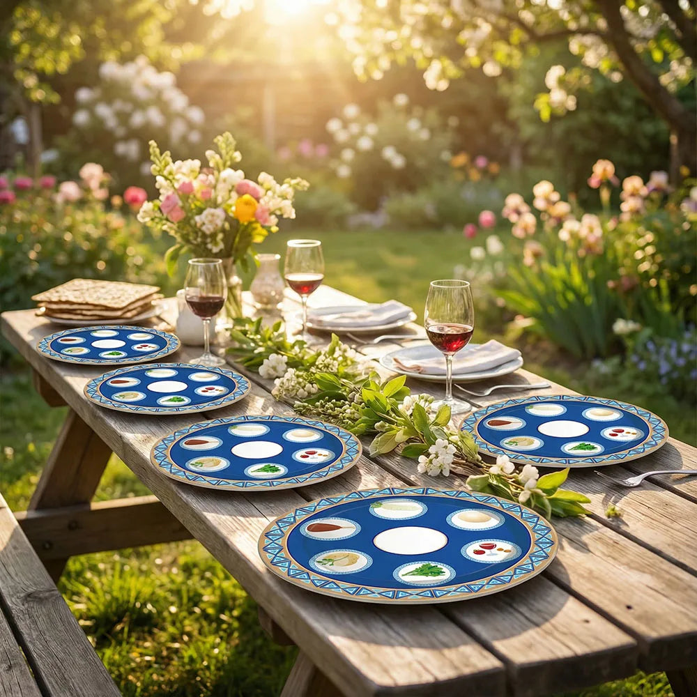 8 Pcs Set Passover Seder Plates 9" /7'' Paper Seder Plates for Pesach Tableware Dinner Party Supplies Passover Decorations