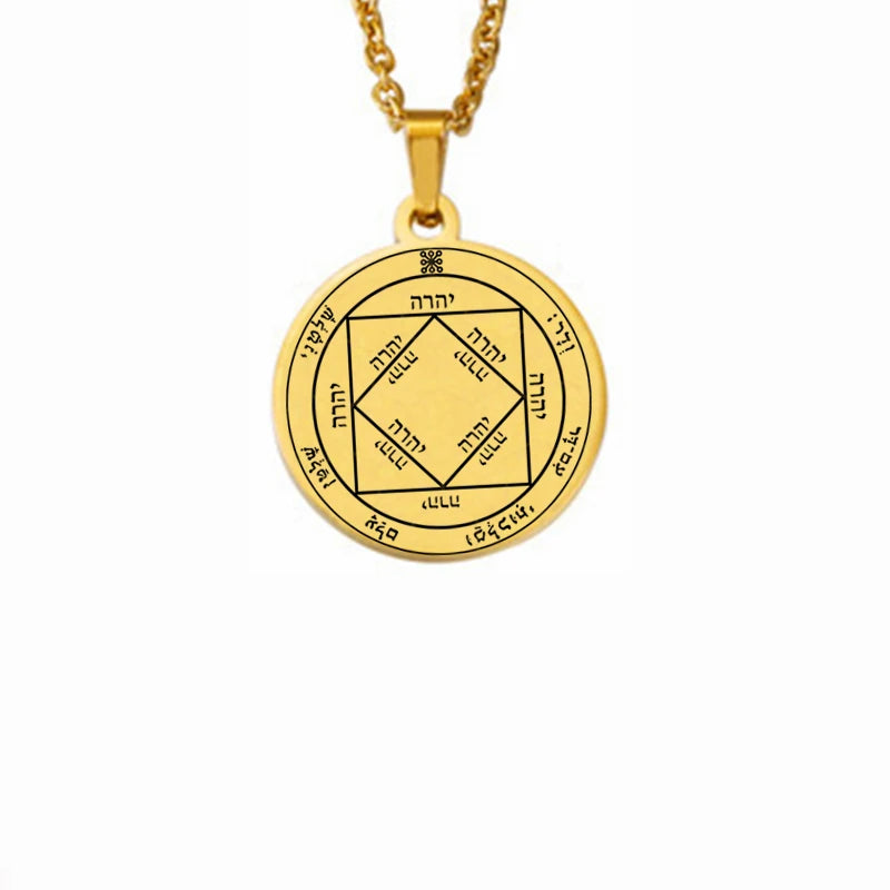 King Solomon Seal Talisman Amulet Jewelry Prosperity Manifest Love Pentacles Coin Medallion Stainless Steel Pendant Necklace