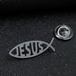 Men's Silver Jesus Fish Brooch, Christian Ichthys Lapel Pin, Religious Faith Suit Accessory, Unique Gift for Believers