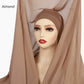 Premium Chiffon Hijab With Bulit-in Magnets Solid Color Easy To Wear Shawl Wrap With Undercap For Muslim Women