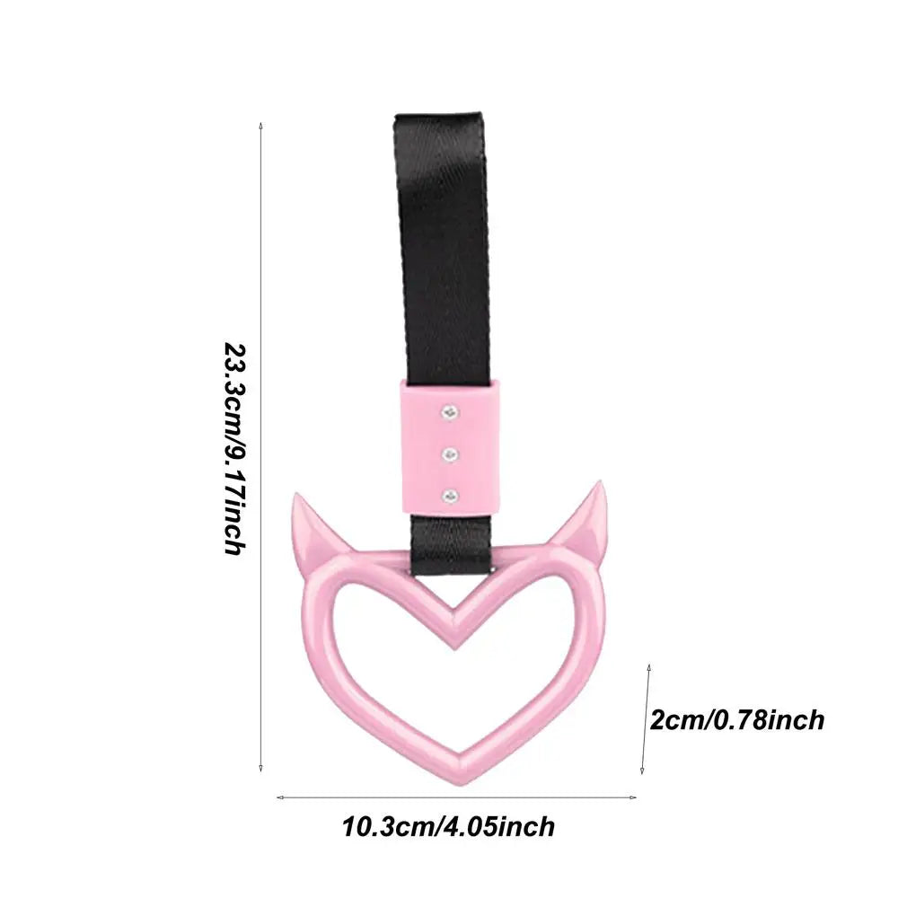 Rear Bumper Warning Ring Ring Devil Heart-Shaped Car Hand Strap Creative Unique Easy To Install Rear Bumper Warning Ring For Car