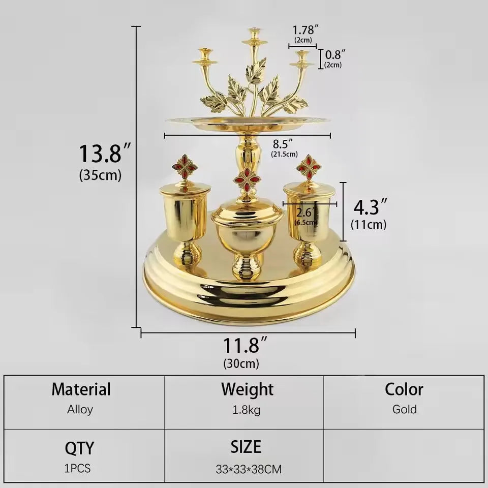 Orthodox Multi-Layer Ceremonial Utensils Candle Holders Holy Items Storage Belief Inheritance Prayer Religious Ritual Utensils