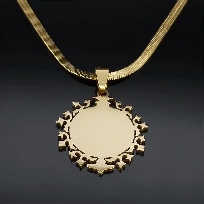 Religious Virgin Mary Prayer Necklaces for Women Men Stainless Steel Gold Color Christianity Medal Necklaces Jewelry N6263S02
