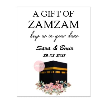 100pcs Custom A Gift Of Zam Zam Sticker Water Bottle Label Wedding Favours Hajj Umrah Mubarak Nikkah Adhesive Guest Gift Baptism