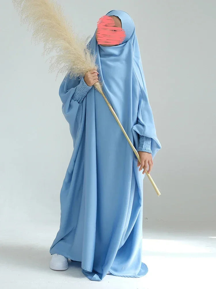 Ramadan Muslim Dress Girls Kids Prayer Garment Hijab Dress Child Hooded Abaya Full Cover Niqab Islam Dubai Eid Robe 2026 Jilbab
