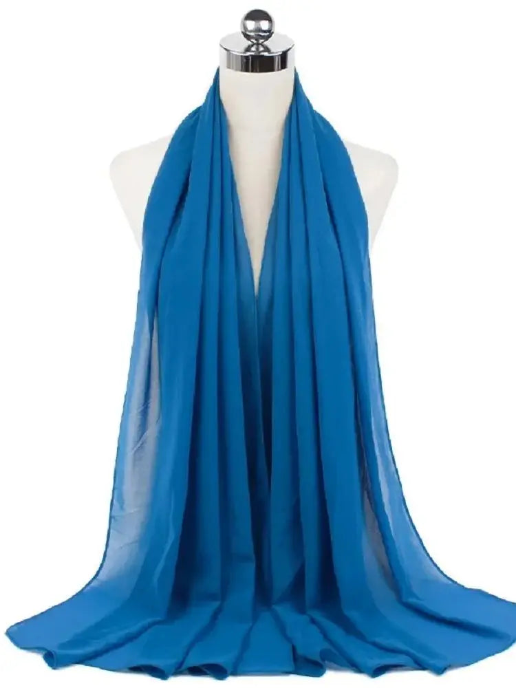 New Fashion Women Solid Chiffon Headscarf Ready To Wear Instant Hijab Scarf Muslim Shawl Islamic Hijabs Arab Wrap Head Scarves