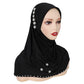 Trendy Muslim Instant Hijab Beads Bonnet Stretch Scarf Islamic Headband Jersey Hijab Headwrap Turbante for Women