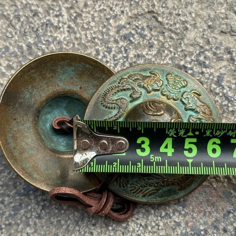 Antique Tibetan Tingsha Cymbals Sanskrit Brass Chime Bells Meditation Gong for Spiritual Healing Mindfulness Yoga Buddhist