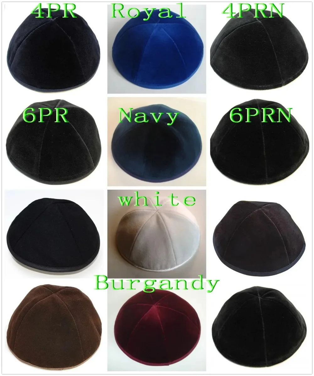 BLACK VELVET JEWISH KIPPAH YARMULKE KIPPOT RIMLESS OR WITH NO RIM