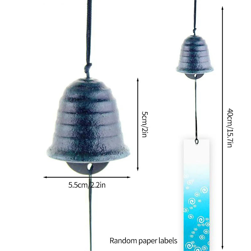 Japanese Wind Chimes Cast Iron Feng Shui Wind Bells Good Luck Hanging Pendant Indoor Outdoor Temple Home Garden Decoration