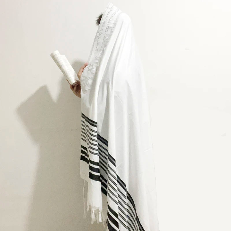 Judaica Israel Jewish Talit Black Polyester Large Size Gadol Prayer Shawl Tallit With Bag 140x190cm