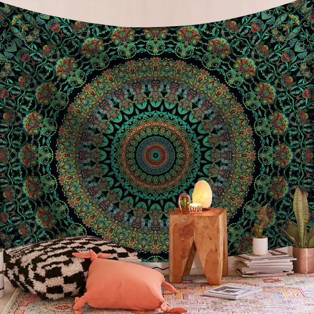 Wall Hanging Indian Mandala Tapestry Psychedelic Bohemian Home Decoration Aesthetic Living Room Background Cloth Beach Yoga Mat
