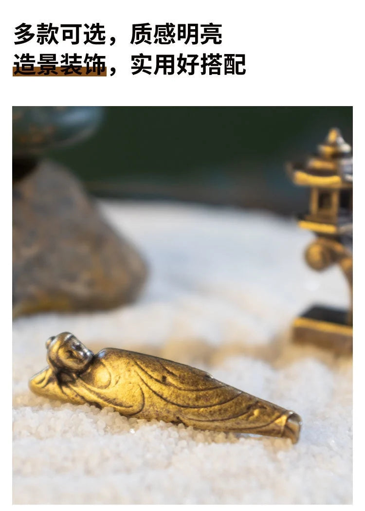 Micro Landscape Bronze Chinese Buddha Ancient Tea Ceremony Zen Moss Rockery Bonsai Sand Table Decorationfairy Garden Miniatures