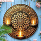 2D Flat One Piece Wooden Traditional Oil Lamp And Artistic Painted Design Happy Diwali Round Sign for Decorating Home Bedroom Li